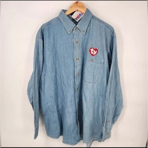 LA LOVING VTG 90s Y2K Beanie Babies TY Button-Down Shirt Size XL 100% COTTON
